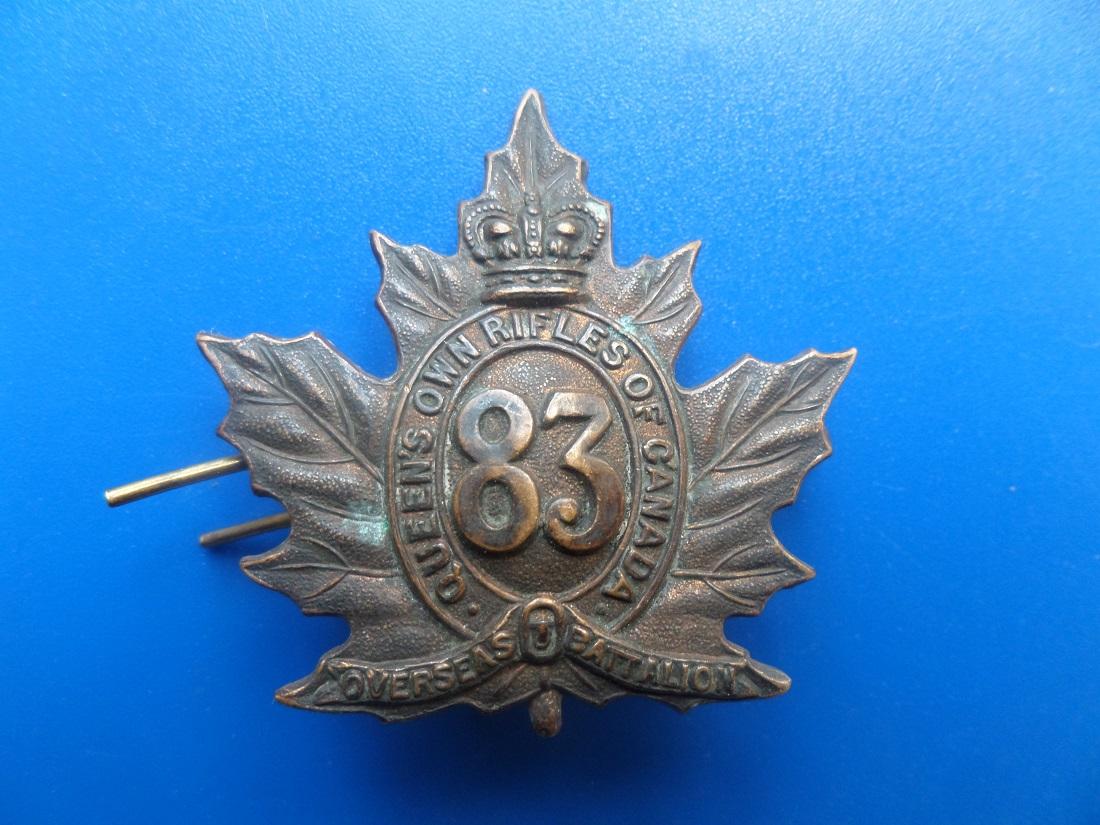 Cap badge 83 infantry battalion canada