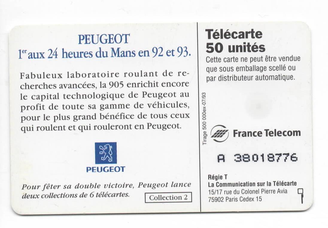Carte telephonique peugeot 1