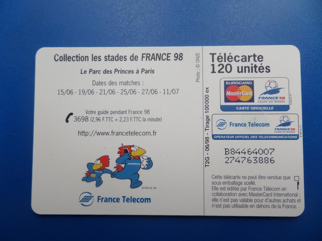 Telecarte football 1998 coupe du monde 5
