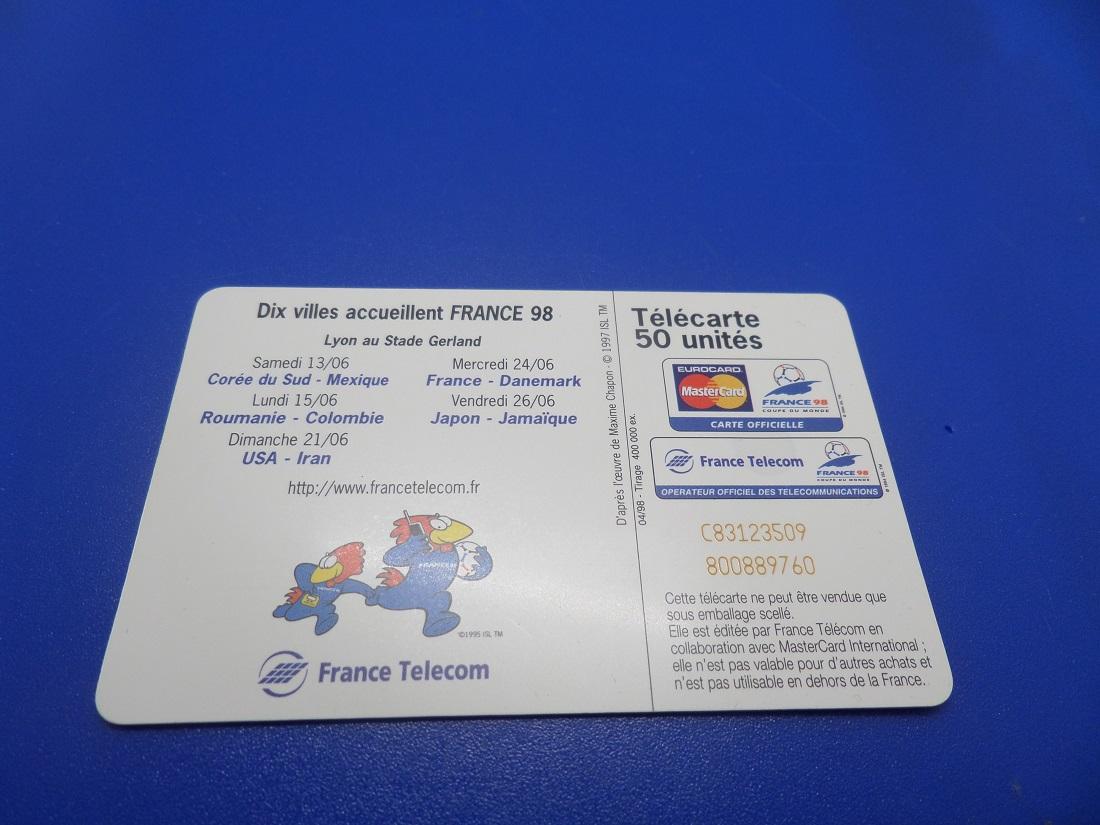 Telecarte footix 1998 coupe du monde lyon 1