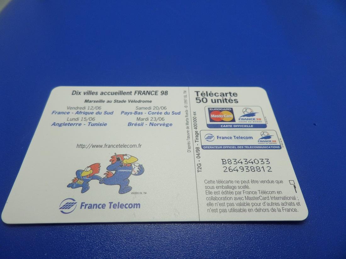 Telecarte footix 1998 coupe du monde marseille 1